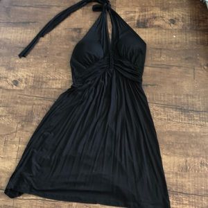 Black halter tie dress